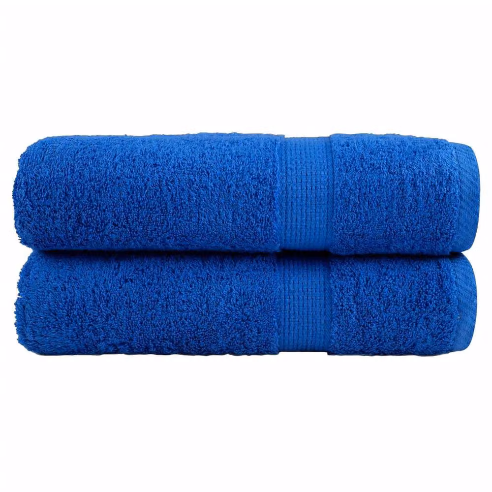 Berkfield Home SOLUND Premium Cotton Terry Bath Towels, Blue, 2 Pack, W: 100 cm, L: 150 cm, 600gsm – 2