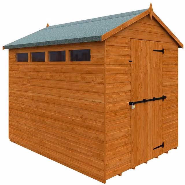 Buttercup Farm Security Apex 12mm Wooden Garden Shed in Burnt Orange – 1