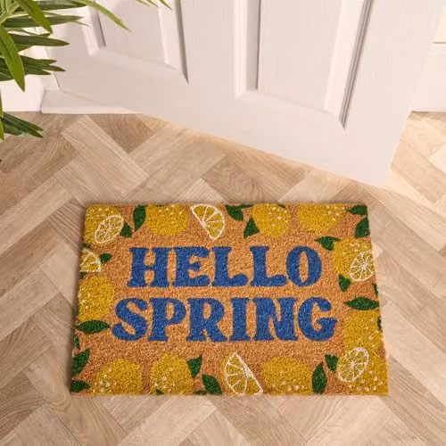 OHS Lemon Print Coir Doormat, Yellow, W/D: 60 x 40 cm – 2
