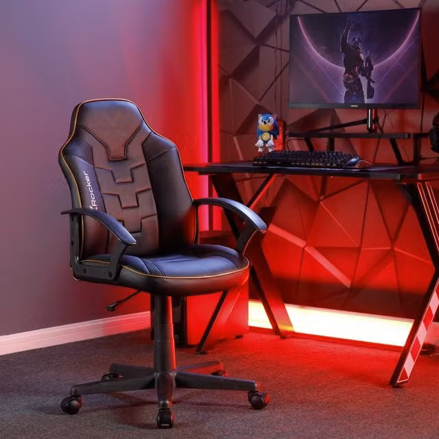 X Rocker Saturn Esport Gaming Chair in Black and Gold Synthetic Leather