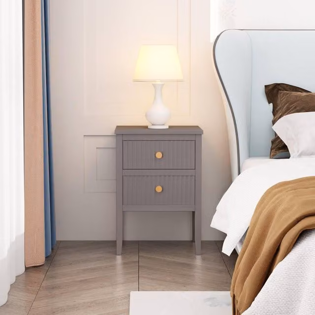 Cabinet Bits Bellaria 2 Drawer Bedside Table in Grey – 1