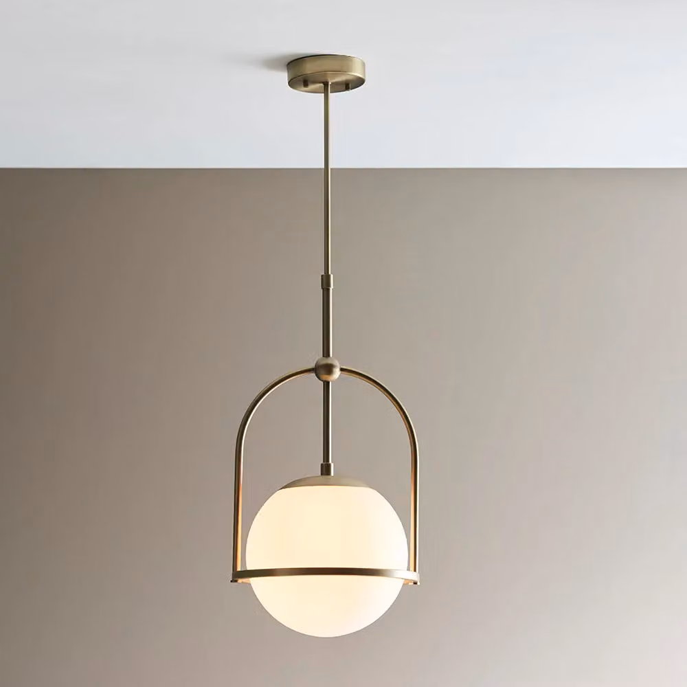 Loops Antique Brass Ceiling Pendant Light with Transparent Glass Sphere Shade – 2