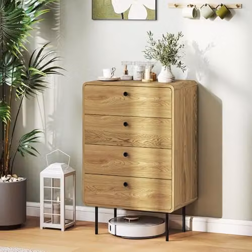 HOMCOM 4 Drawer Bedroom Chest of Drawers in Brown, W/D/H: 60 x 39 x 91.5 cm – 4