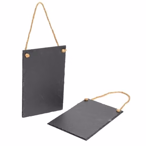 Nicola Spring Pack of 2 Grey Rustic Hanging Slate Chalkboard, W/H: 30 x 20 cm