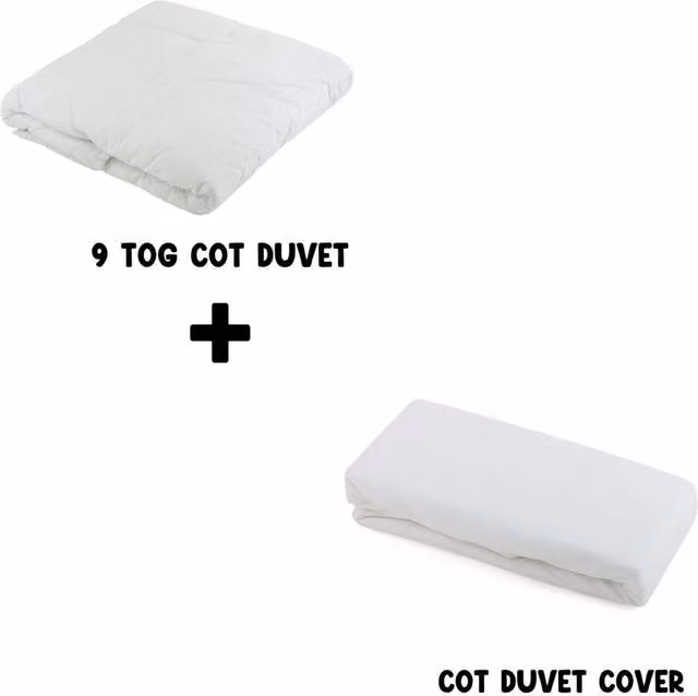 Junior Joy Baby 9 TOG Cot Duvet and Cotton Cover Set, White, W: 100 cm, L: 120 cm