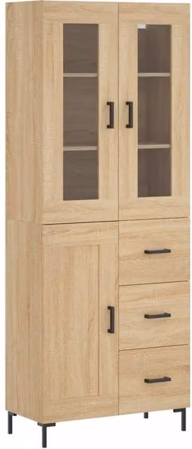 Berkfield Home Sonoma Oak Highboard in Light Brown, W/D/H: 69.5 x 34 x 180 cm – 1