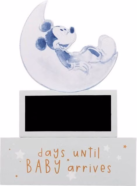 Disney Mickey Countdown to Baby's Arrival Blue Tabletop Mantel Plaque