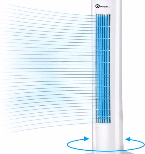 PureMate White Oscillating Tower Fan with Aroma Function