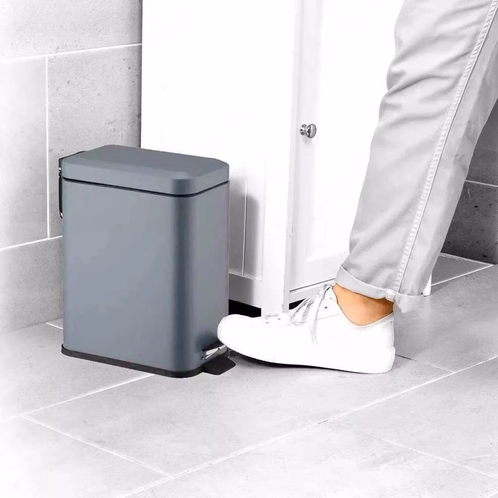 PAWNORA Stainless Steel Slim Pedal Bin, Grey, 5L – 2