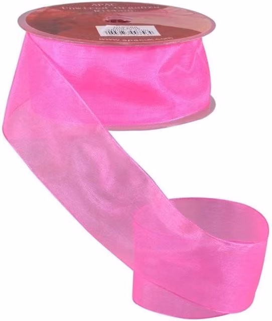 KDMD Shocking Pink Woven Edge Organza Ribbon, 38 mm, 2 Pack – 1