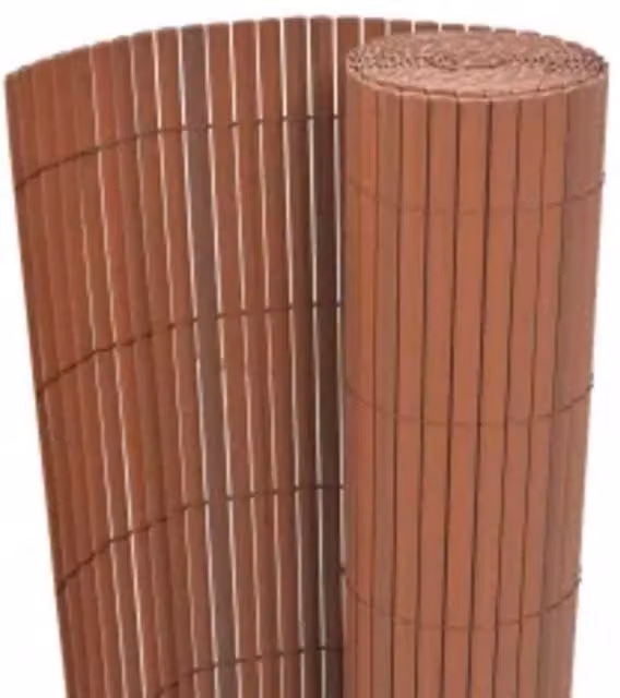 Berkfield Home Double-Sided PVC Garden Fence, Brown, H: 110 cm, W: 400 cm