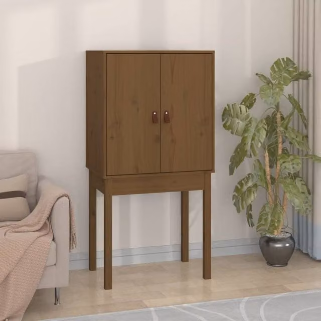 Berkfield Home Highboard in Honey Brown Solid Wood Pine, W/D/H: 60 x 40 x 120 cm