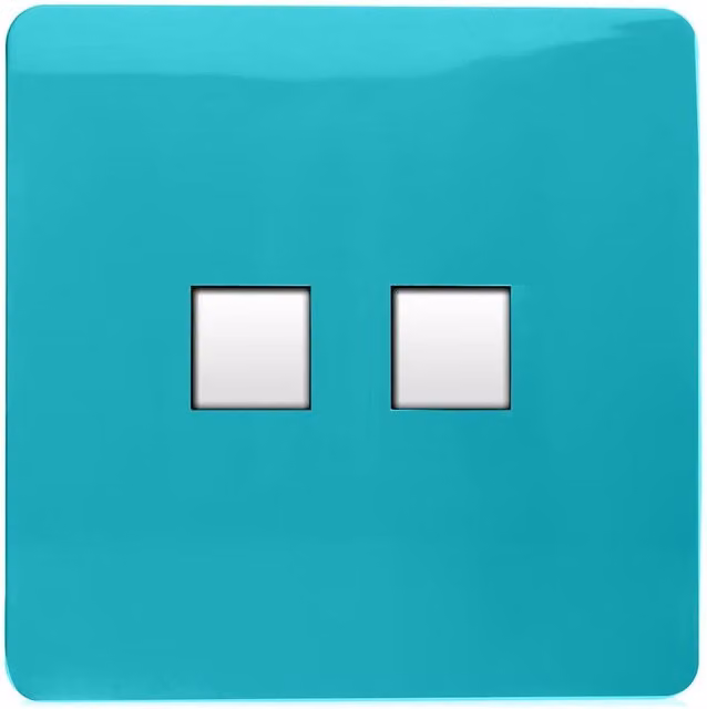 Trendi Switch 2 Gang Cat 3 Telephone Secondary Socket in Bright Teal