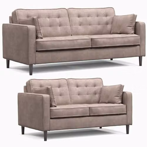 Furnishings For Less UK Eden Toledo Fabric 3 Seater and 2 Seater Sofa Suite in Pewter Grey