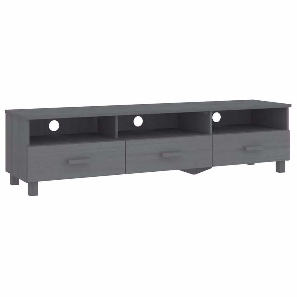 Berkfield Home HAMAR TV Cabinet in Dark Grey Solid Pine Wood, W/D/H: 158 x 40 x 40 cm – 3