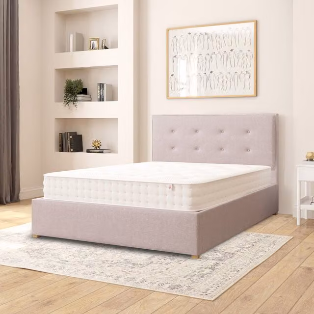 Aspire Presley Fabric Ottoman Storage Bed in Grey, W/D/H: 180 x 200 cm