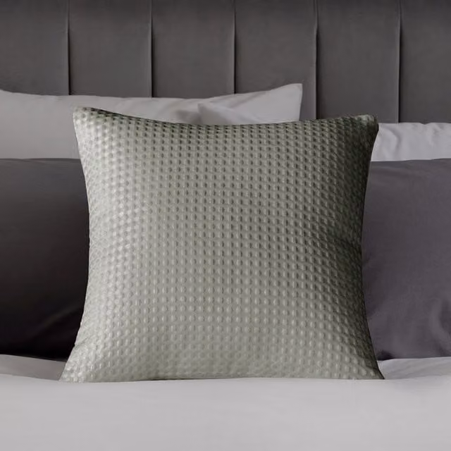 Velosso Textured Waffle Filled Square Cushion in Sage Green