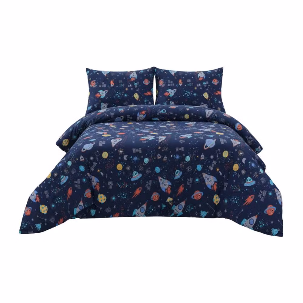 Snug City Kids Outer Space Design Duvet Cover and Pillowcase Set, Blue, Single, W/D/H: 90 x 200 cm – 2