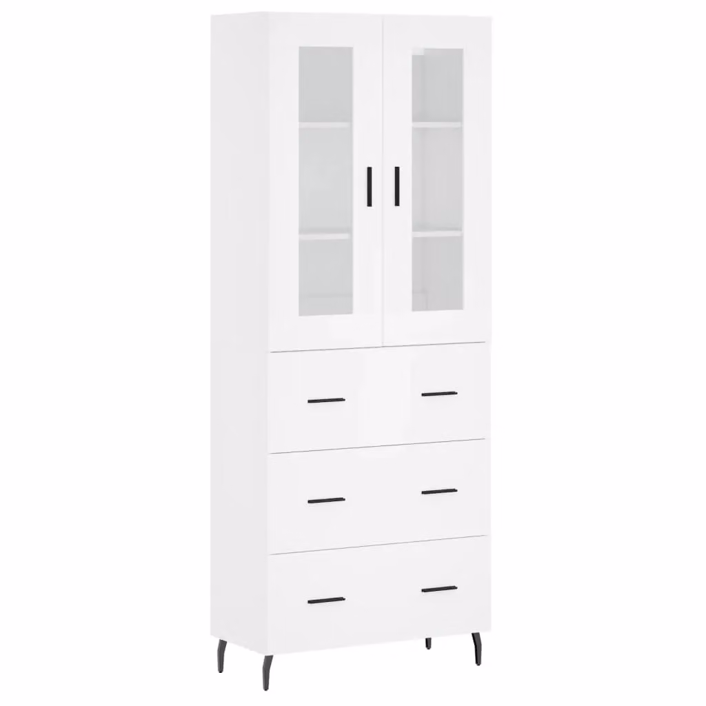 Berkfield Home Modern White Highboard with Internal Shelves, W/D/H: 69.5 x 34 x 180 cm – 2