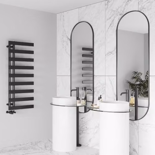 UK Radiators Agar Black Flat Tube Designer Heated Towel Rail, H: 115.6 cm x W: 50 cm – 2