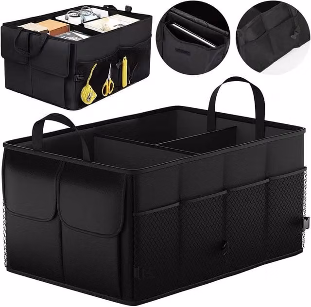 KORVIXA Foldable Car Boot Organiser in Black – 1