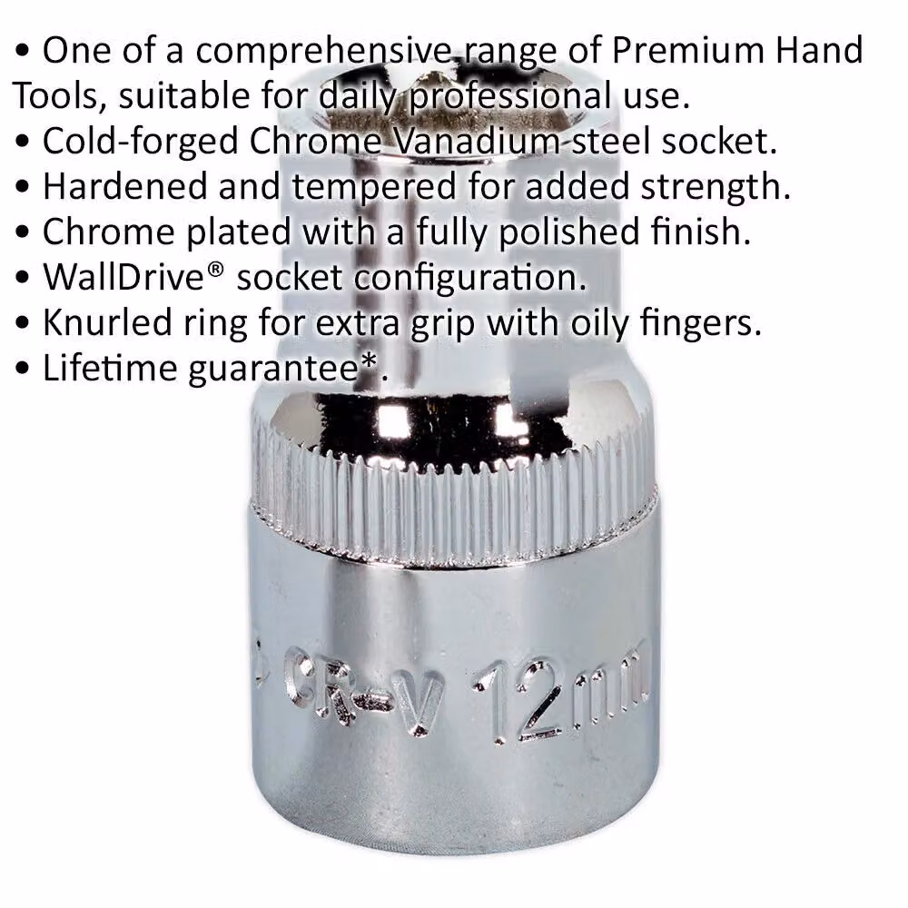 Loops 12mm Forged Steel Drive Socket 1/2 inch Square Drive in Silver Chrome Vanadium – 2