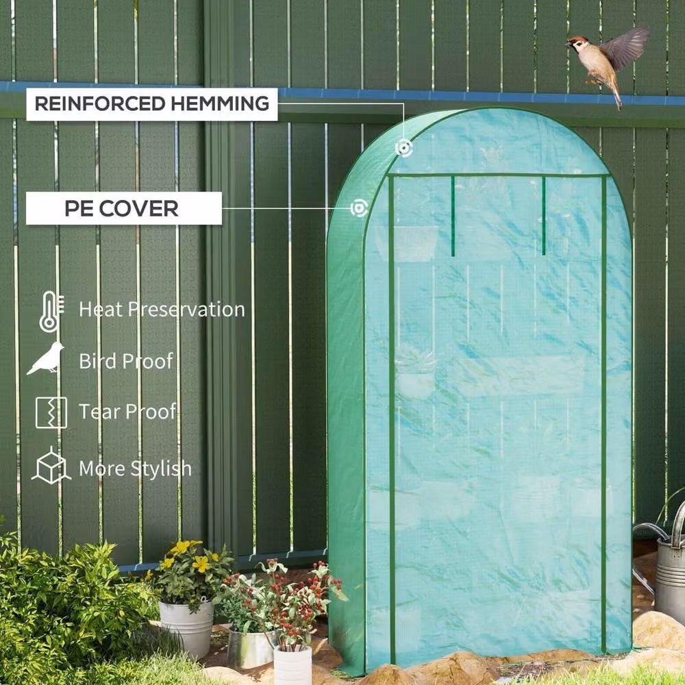 EONLION 4 Tier Mini Greenhouse with Reinforced PE Cover in Green, W: 100 cm, H: 160 cm, D: 45 cm – 5