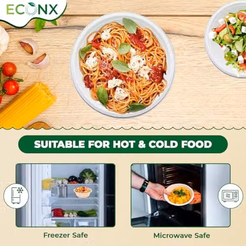 ECONX 300 Pieces of White Biodegradable Bagasse Bowls, 360ml Disposable Sugarcane Bowls for Catering and Parties – 3