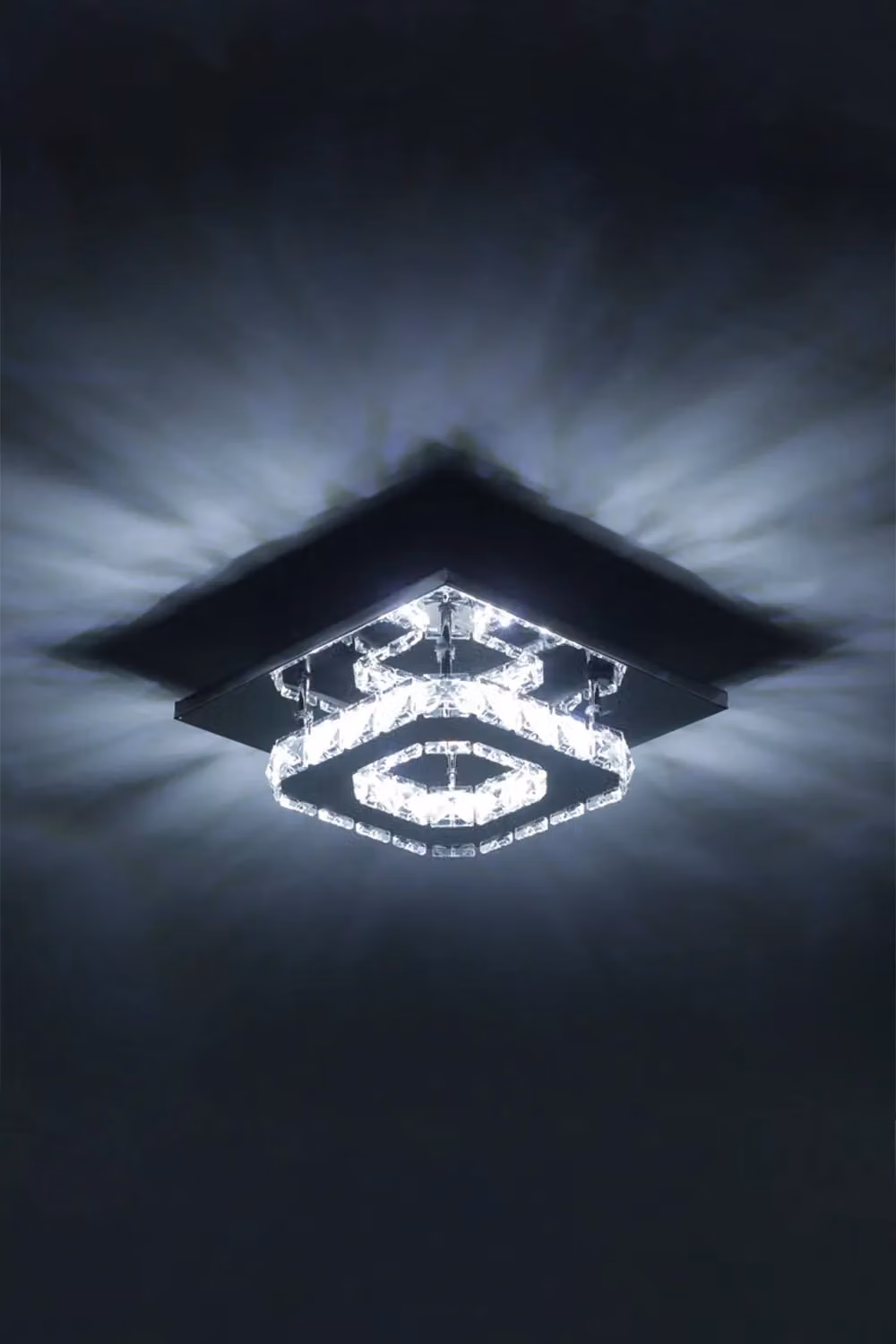 Living and Home Modern Small Crystal LED Ceiling Light in Silver and Chrome – 4