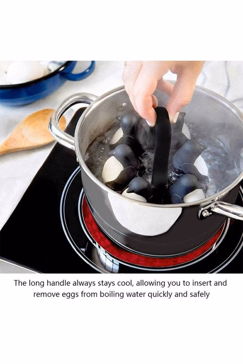KDMD Penguin Egg Cooker Holder for 6 Soft or Hard Boiled Eggs, Black – 3