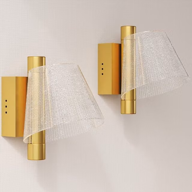 HOMCOM 2 Pack Modern LED Starry Wall Lamps in Gold, Adjustable Colour Temperature, Up and Down Lighting for Bedroom, Living Room, Hallway and Stairs – 1