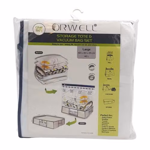 Orwell Large White Storage Tote and Vacuum Bag Set, 1 Pack
