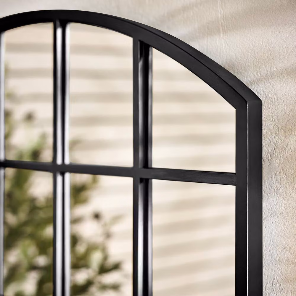 FurnitureboxUK Hinton Medium Arched Window Garden Mirror in Black and Gold, W/H: 70 x 70 cm – 2