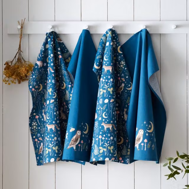Catherine Lansfield Enchanted Twilight Cotton Tea Towel in Blue