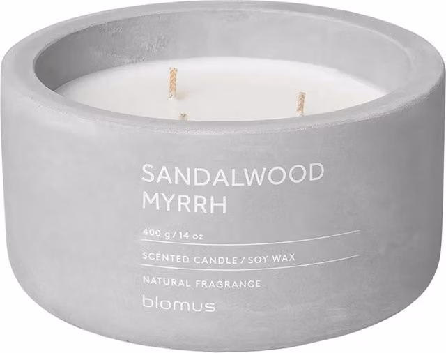 Blomus Fraga Sandalwood and Myrrh Scented Tabletop Candle in Grey Concrete