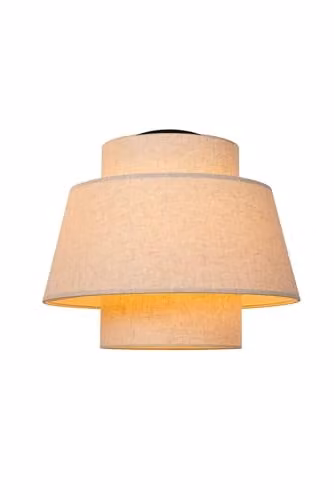 Lucide Tribute Round Fabric Flush Ceiling Light, Beige, Diameter: 40 cm