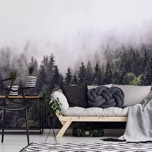 Wizard+Genius Foggy Forest Wall Mural in Green and Multicolour – 2