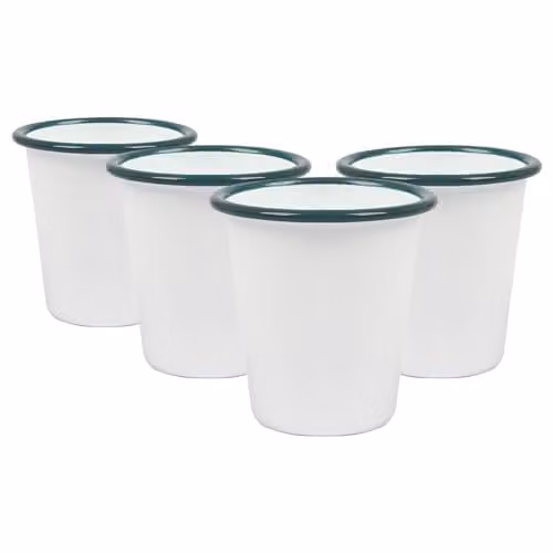 Argon Tableware Enamel Tumblers, Set of 3, Green and White, 300ml – 1