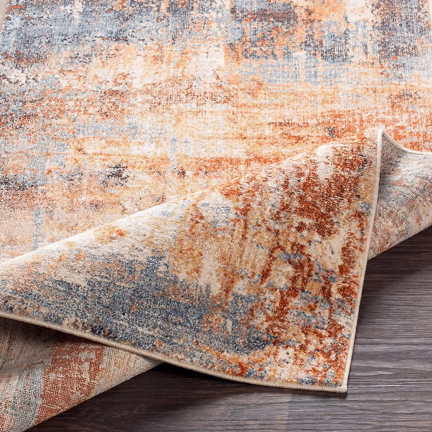 Livabliss Huntington Beach Modern Abstract In & Outdoor Rug in Burnt Orange and Blue, W: 80 cm, L: 220 cm – 3