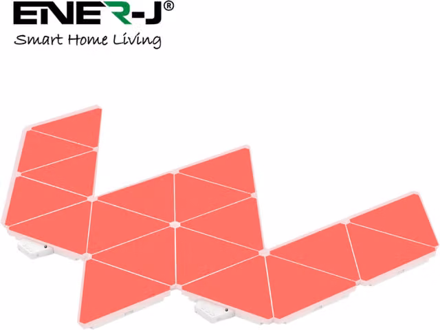 Ener-J Smart WiFi RGB Triangle LED Wall Light Panel 6 Pack with Remote Control and USB, Multicolour