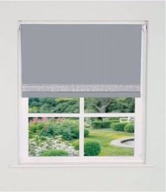 NewEdgeBlinds Grey Plain Blackout Roller Blind with Sound Dampening, Width: 110 cm