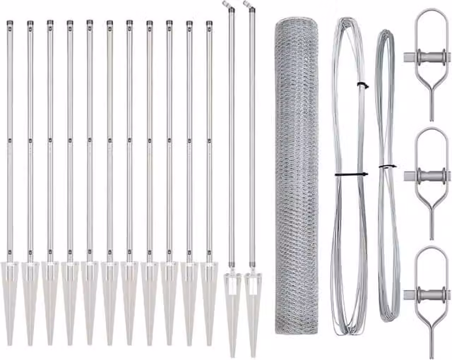 Berkfield Home Silver Galvanised Steel Hexagon In-Ground Fence, H: 140 cm, W: 25 m