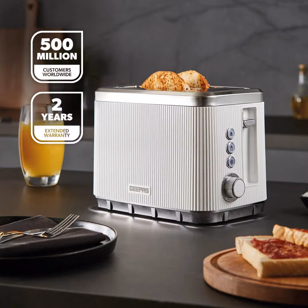 Geepas Arcus Collection 930W 2 Slice Toaster in White – 2