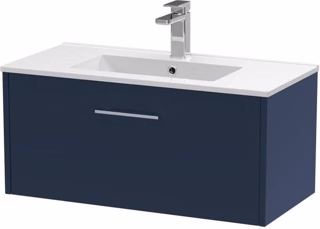Balterley Winshill 1 Drawer Wall Hung Vanity Basin Unit, Blue, W: 80 cm