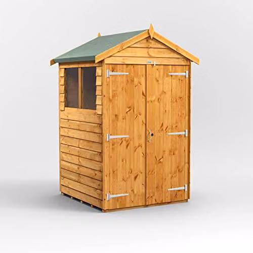 Powersheds Premium Apex Overlap Wooden Shed in Brown with Toughened Glass and Security Features – 1