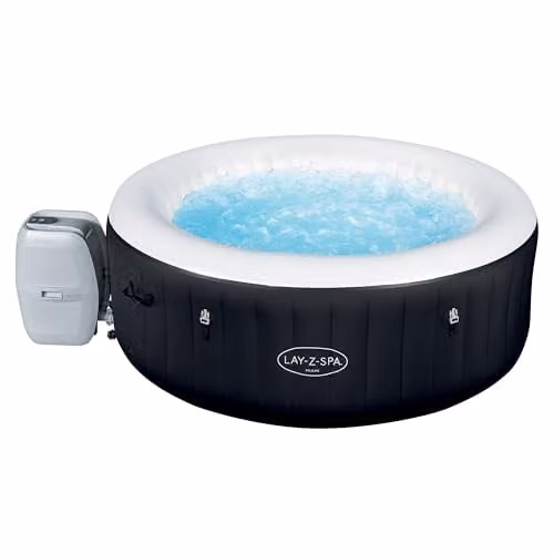 Lay-Z-Spa Miami Round Inflatable Hot Tub, Black, 2-4 Person, W/D/H: 180 x 180 x 66 cm
