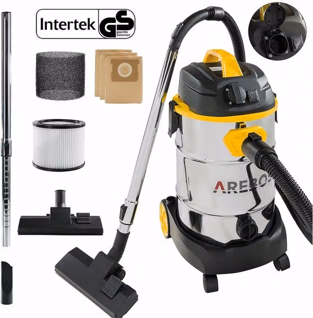 AREBOS Multipurpose Industrial Water Vacuum Cleaner in Yellow