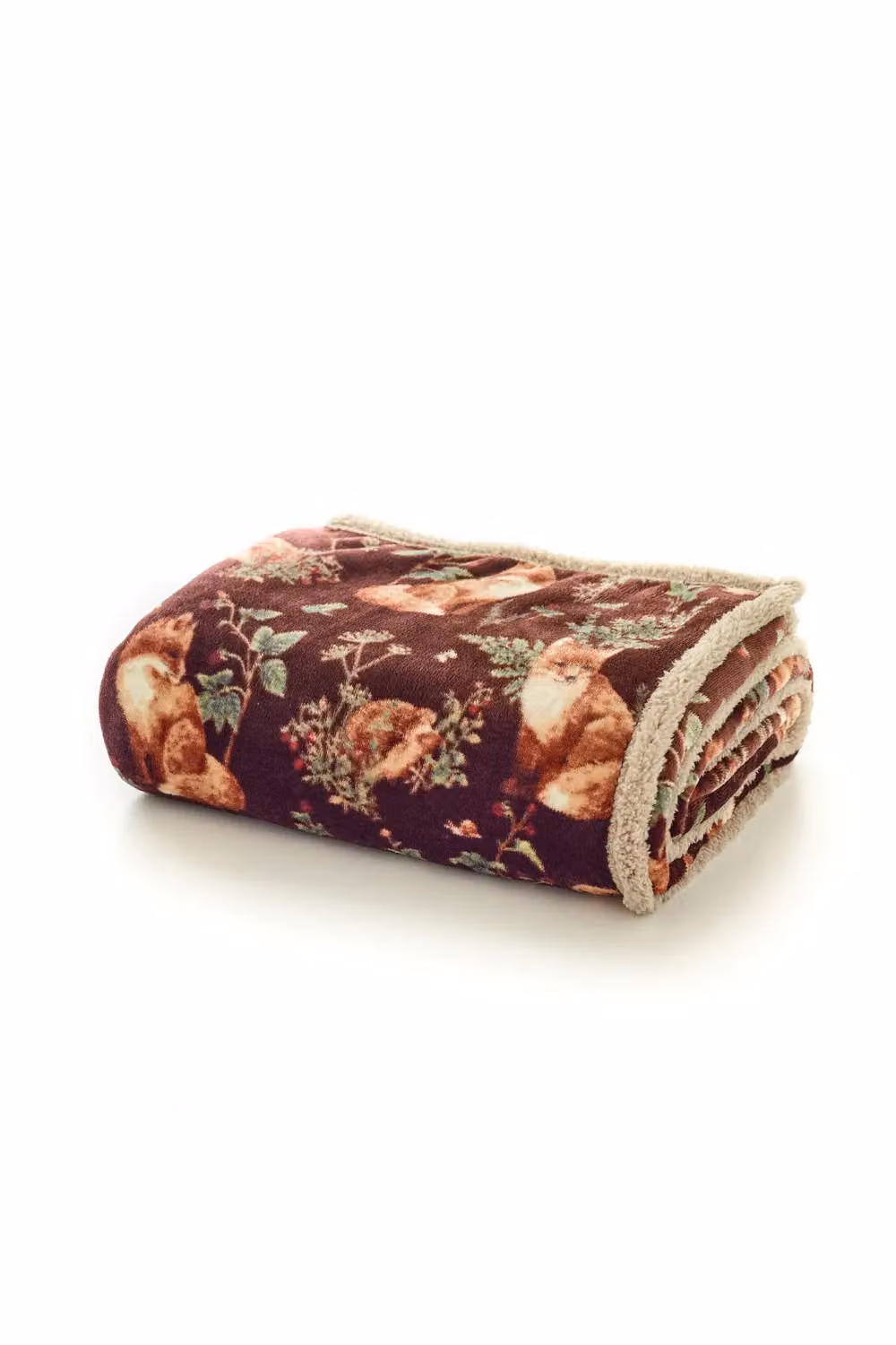 Deyongs Luxury Woodland Wildlife Fleece Sherpa Throw, Wine, W: 140 cm, D: 180 cm – 2