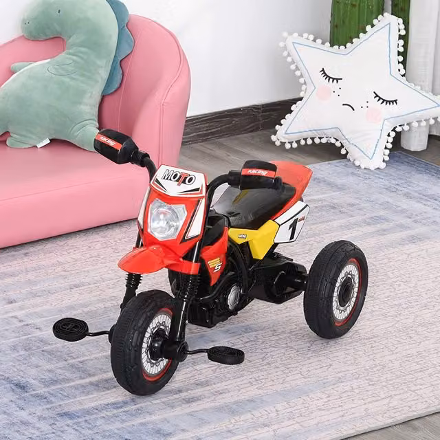 HOMCOM Toddler Pedal Tricycle Motorcycle with Music and Lights, Red