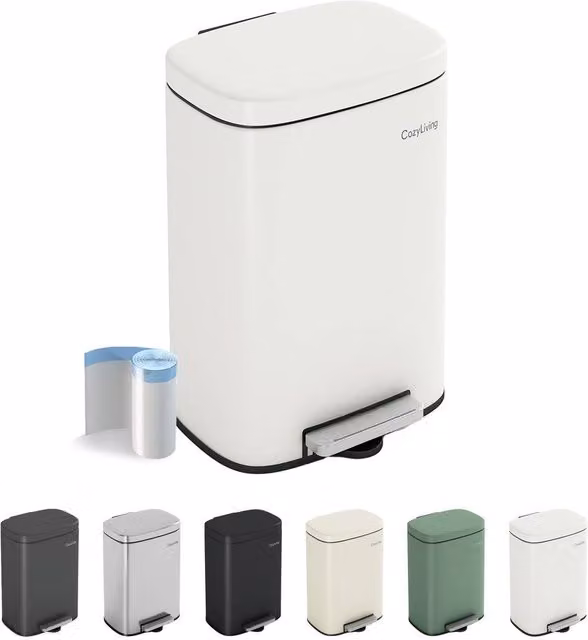MCC Direct 5L White Steel Pedal Bin with Soft Close Lid and Removable Inner Bucket – 1